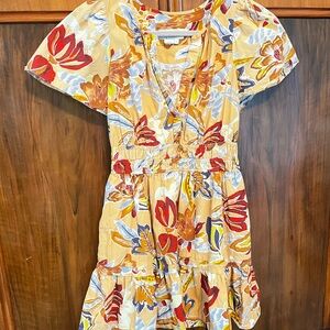 Anthropologie Somerset Mini Dress in Tan, Red, Blue and Cream